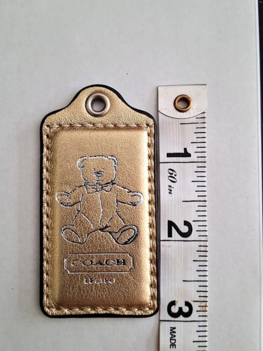 Coach Teddy Bear Key Holder in Gold